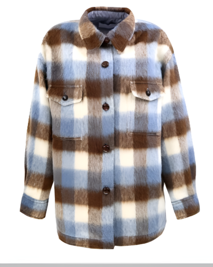 Cozy Fuzzy Plaid Jacket in Warm Earth Tones